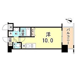 アプリーレ神戸元町 ワンルームの間取図画像
