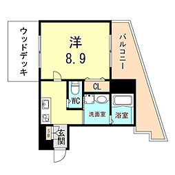 真野マンション 1Kの間取図画像
