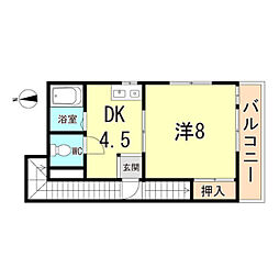 シマダハイム 1DKの間取図画像