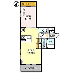 プリメーラ荒田 1LDKの間取図画像