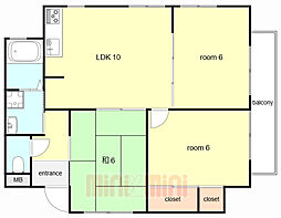 シティハイツ塚口 3LDKの間取図画像