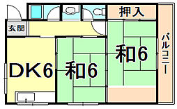 メゾン亜美 2DKの間取図画像