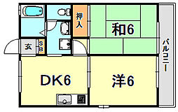 ベルディール須磨 2DKの間取図画像