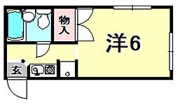 ツイン村雨 ワンルームの間取図画像