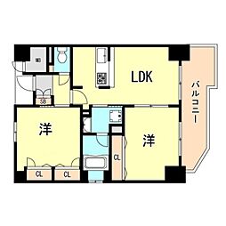 エステムコート神戸ハーバーランド前5アクア 2LDKの間取図画像