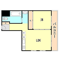 北野コーポラス 1LDKの間取図画像