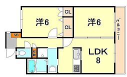 プリンスコート 2LDKの間取図画像