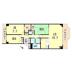 須磨パークヒルズA棟AQUARIUS 3LDKの間取図画像