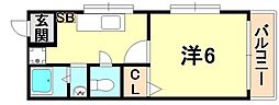 ユウワコート天神 1Kの間取図画像