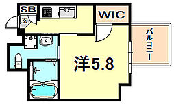 ララプレイス三宮ルミナージュ 1Kの間取図画像