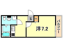 アリッサム 1Kの間取図画像