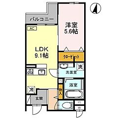 テラコート北野坂 1LDKの間取図画像