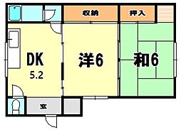 西尾文化 2DKの間取図画像