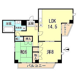 ミナミマチマンション 2LDKの間取図画像