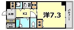 ブルームライフ兵庫 1Kの間取図画像