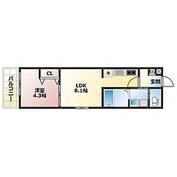 ALEGRIA高速長田 1LDKの間取図画像