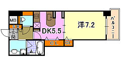インペリアル新神戸 1DKの間取図画像