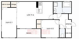ワコーレヴィータ中山手通NORTH 2LDKの間取図画像