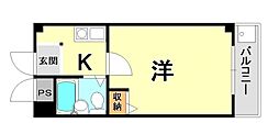 マンエイマンション 1Kの間取図画像