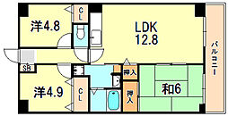 プランドール兵庫駅南通 3LDKの間取図画像