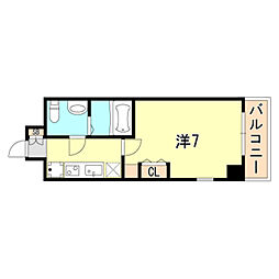 マロワール神戸 1Kの間取図画像