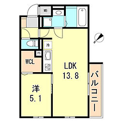 アパルトマン大倉山 1LDKの間取図画像