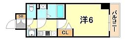 プレサンス三宮エレガンシア 1Kの間取図画像