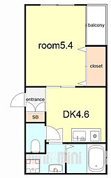 INNEVARE 1DKの間取図画像