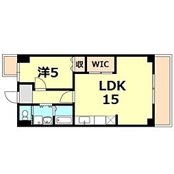 プラージュ御崎 1LDKの間取図画像