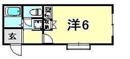 ワコーレ須磨寺 ワンルームの間取図画像