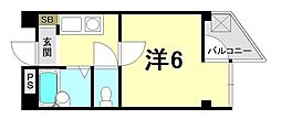 LECIEL神戸 1Kの間取図画像