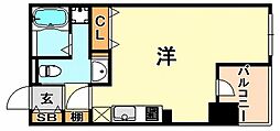 オーキドレジデンス神戸三宮 ワンルームの間取図画像