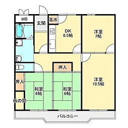 高取台グリーンハイツB棟 4DKの間取図画像