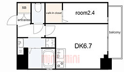 レジデンス神戸ウィステリアパーク 1DKの間取図画像