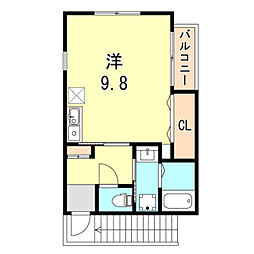 ハイツ ワンルームの間取図画像
