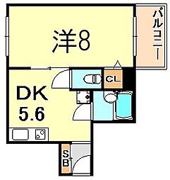 メゾン中町 1DKの間取図画像