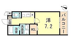 ワコーレヴィータ須磨月見山本町 1Kの間取図画像