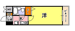 エスリード三宮第2 1Kの間取図画像