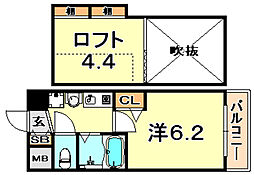 エステムコート三宮EASTポルトマーレ 1Kの間取図画像