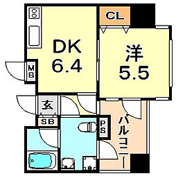 ワコーレ神戸北野セリュックス 1DKの間取図画像