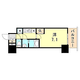 プレサンス三宮ポルト 1Kの間取図画像