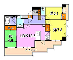 プレジール三ノ宮 3LDKの間取図画像
