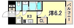 グランカリテ神戸ハーバーランド前 1Kの間取図画像