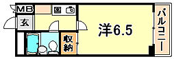 クリスタルハーモニー東 1Kの間取図画像