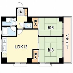 ケンコーハイツ 2LDKの間取図画像