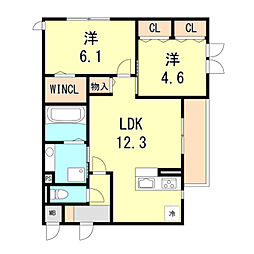 ブル・マリーノ衣掛 2LDKの間取図画像