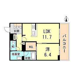 シャーメゾン潮見台 1LDKの間取図画像