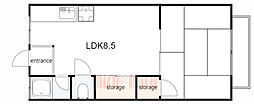 プラムハイツ 1LDKの間取図画像