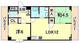 シャローム平野 2LDKの間取図画像