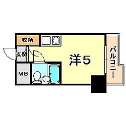 コスモプラザ三宮 1Kの間取図画像